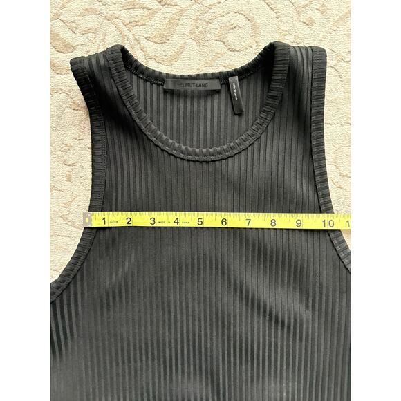 Helmut Lang Women's Rib Crop Tank Black Beige Trim Women’s XL - Picture 9 of 10